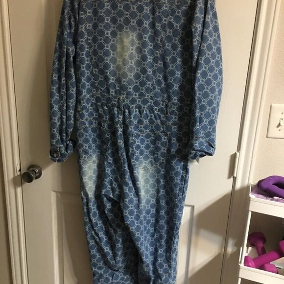 Ashley Stewart Distressed Denim Jumpsuit Size 16 NWT  J1 - Picture 2 of 8